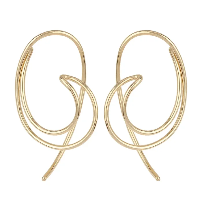 14k Open Sweep Threader Earrings