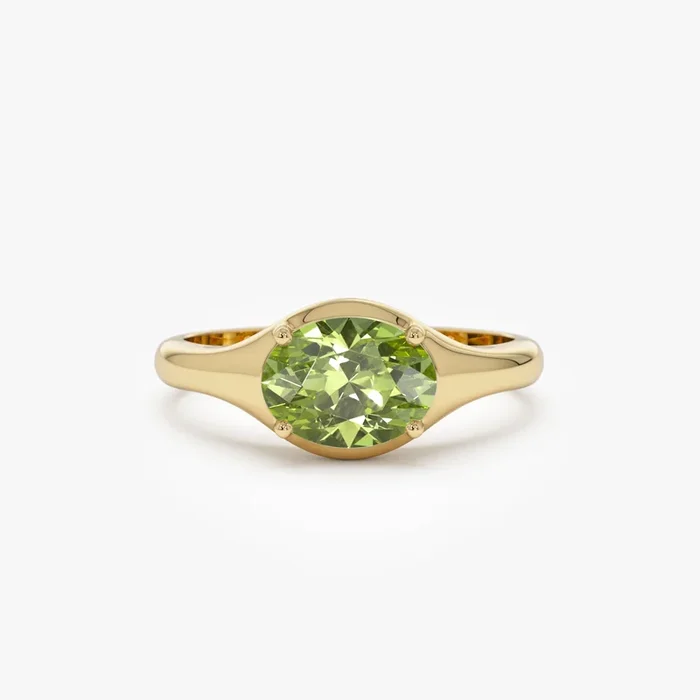14K Oval Shape Prong Setting Peridot Ring