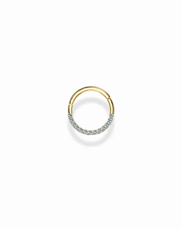 14k Pave Hoop – Front Facing