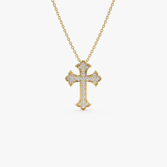 14k Pave Setting Gothic Diamond Cross