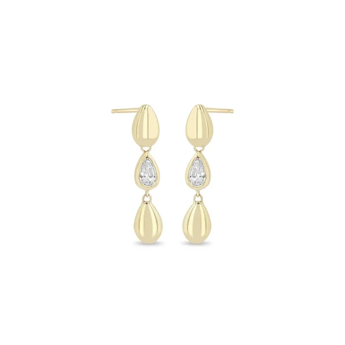 14k Pear Diamond Teardrop Earrings