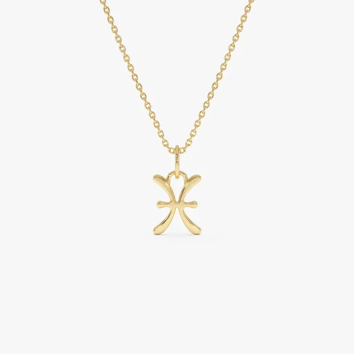 14K Pisces Zodiac Charm Necklace