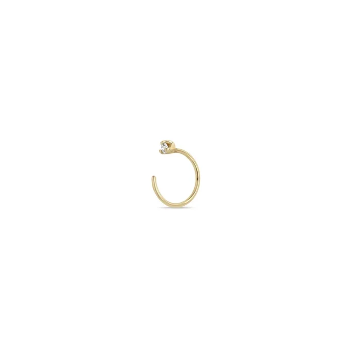 14k Prong Diamond Reverse Huggie Hoop Earring – SALE