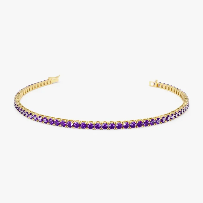 14k Prong Setting Amethyst Tennis Bracelet