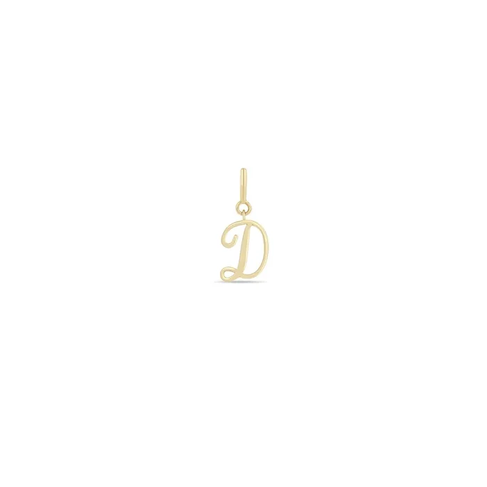 14k Script Letter Charm on Spring Ring