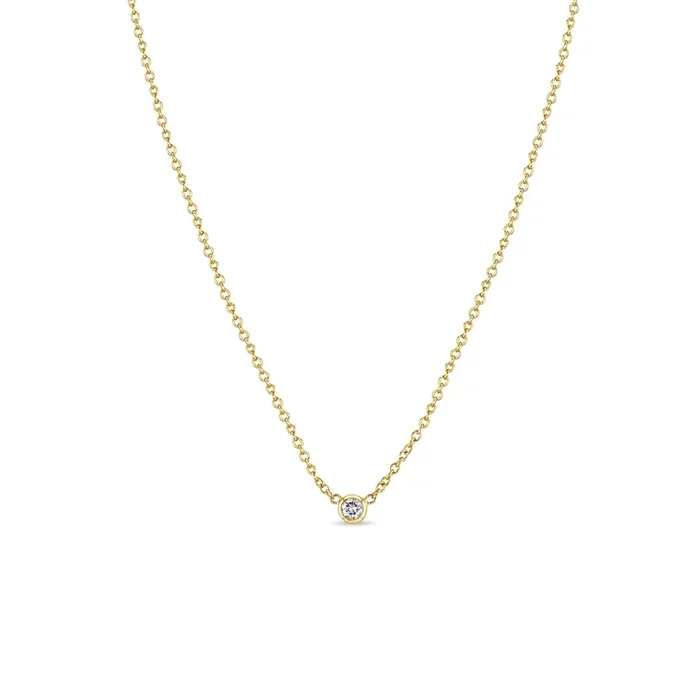 14k Single Diamond Bezel Necklace
