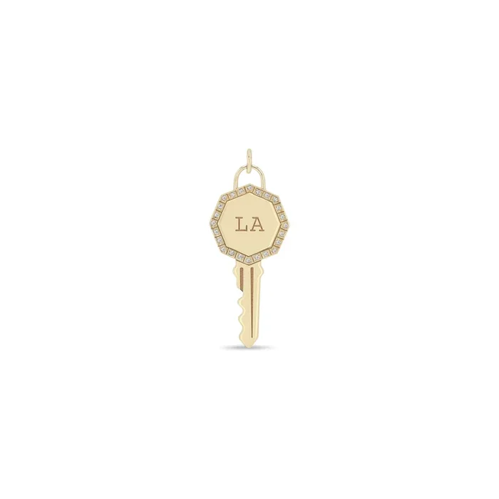 14k Single Los Angeles “LA” Key Charm Pendant