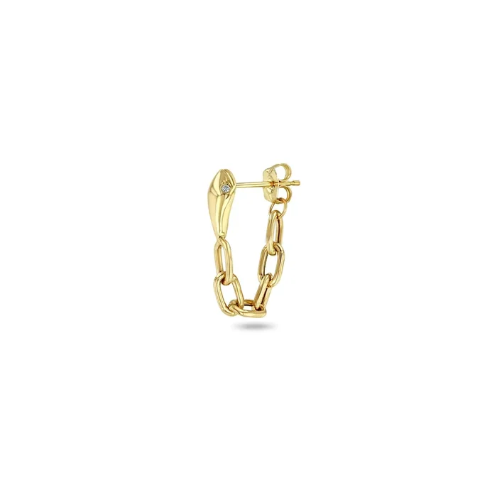 14k Snake Head with Diamond Eyes Square Oval Chain Huggie Earring – SALE