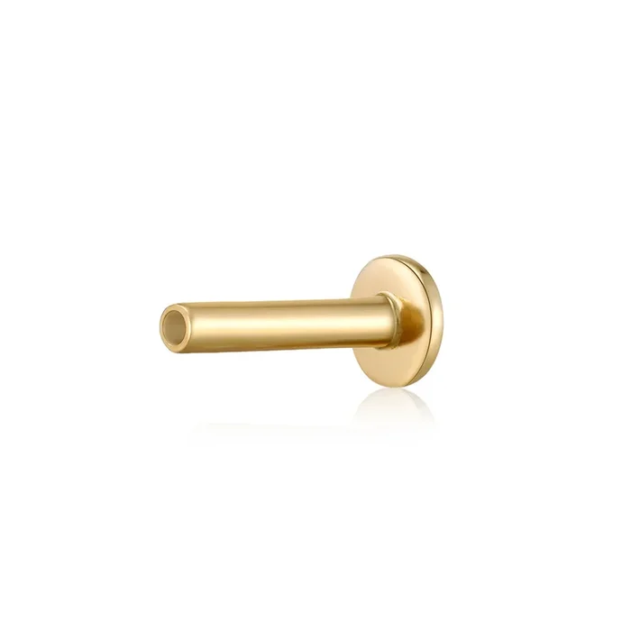 14K Solid Gold 18 Gauge Threadless Flat Back Earrings Posts