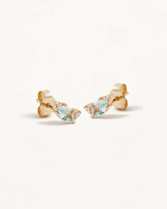 14k Solid Gold By Your Side Sapphire Earrings