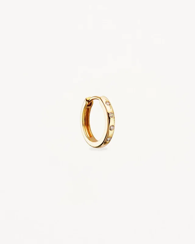 14k Solid Gold Cosmic Lab-Grown Diamond Hoop