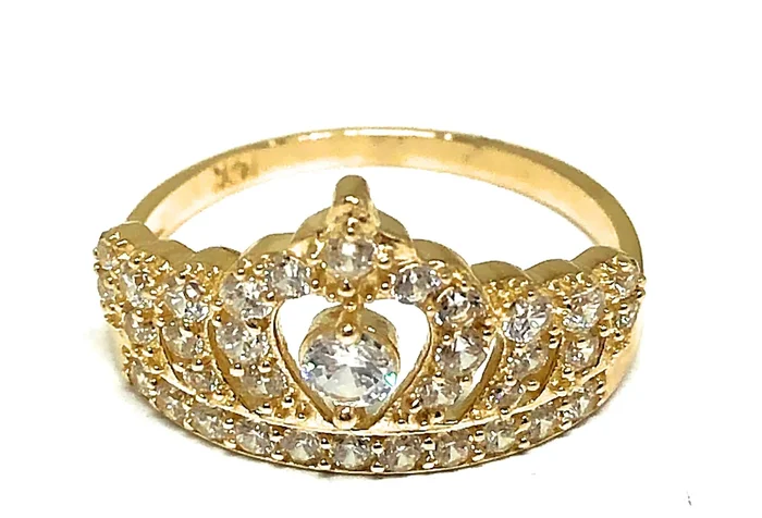 14k Solid Gold Crown Cubic Zirconia Ring