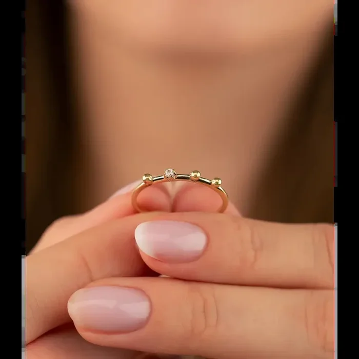 14K Solid Gold Dainty Stackable Ring