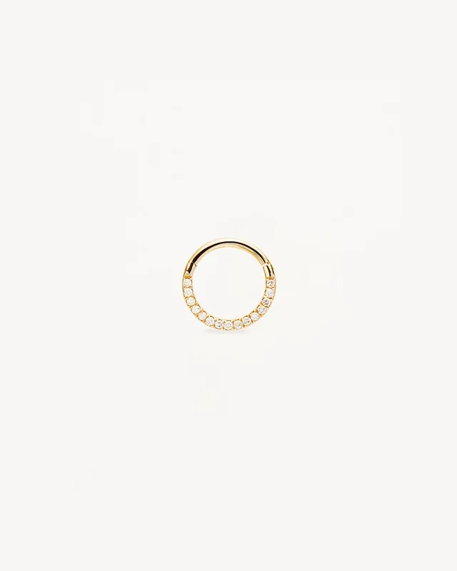 14k Solid Gold Diamond Radiant Daith Cartilage Earring
