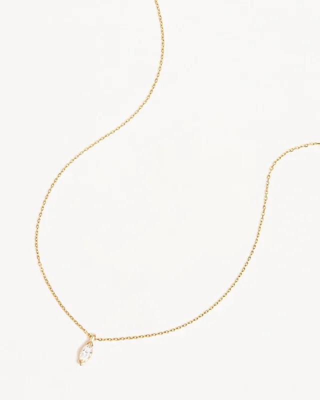 14k Solid Gold Floating Petal Lab-Grown Diamond Necklace