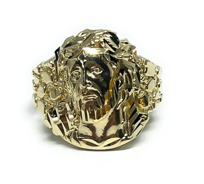 14k Solid Gold JESUS FACE NUGGET RING (4.5g)