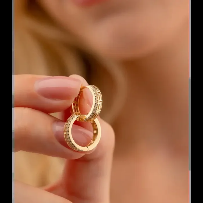 14K Solid Gold Minimalist Tiny Shiny Classic Hoops Huggies