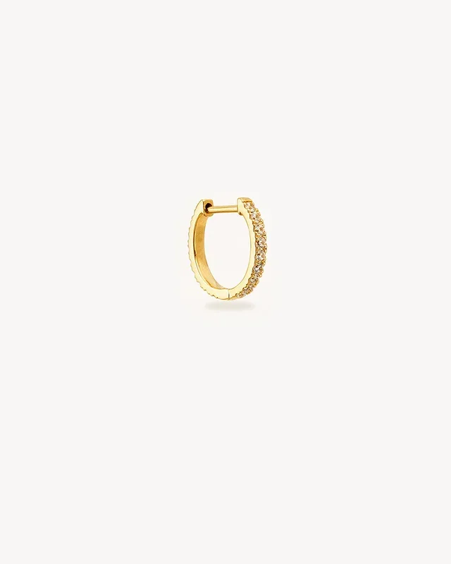 14k Solid Gold Mist Diamond Hoop