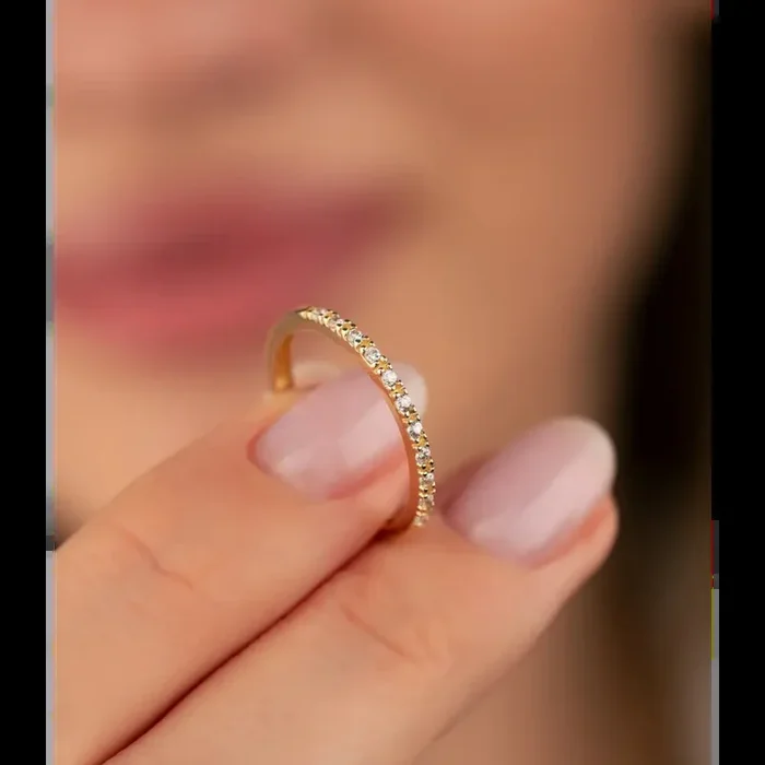 14K Solid Gold Pave Ring with CZ