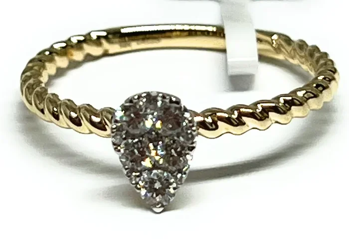 14k Solid Gold Round Brilliant Cut Diamond Grooved Ring 0.25ct (FCD 08)