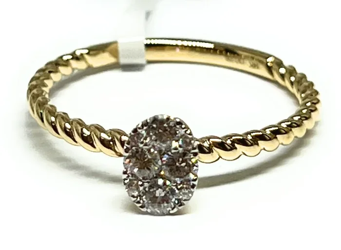 14k Solid Gold Round Brilliant Cut Diamond Grooved Ring 0.29ct (FCD 11)
