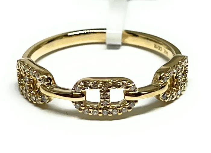 14k Solid Gold Round Brilliant Cut Diamond Mariner Link Ring 0.18ct (FCD 15)