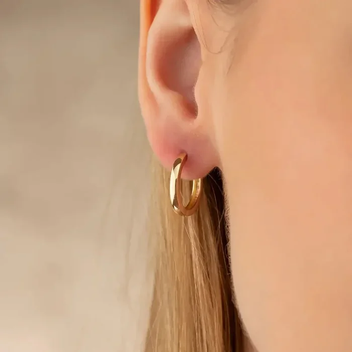 14K Solid Gold Small Hoop Earrings | Minimal Huggie Earrings for Everyday Wear