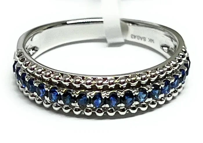14k Solid Gold White Gold Sapphire Ring Band 0.46ct (FCD 25)
