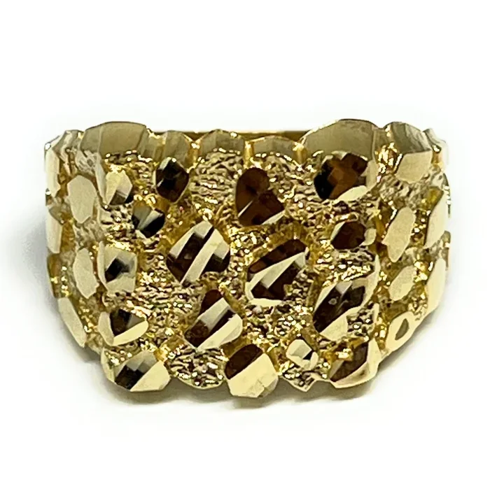 14k Solid Gold Yellow Classic Nugget Ring (XL, XXL)