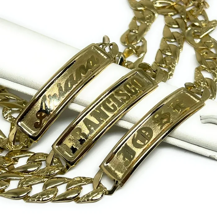 14k Solid Gold Yellow Cuban Link SUPERIMPOSED (SOBREPUESTO) CUSTOMIZED 3D NAME Brracelet 8.5 INCH 9.5mm WIDTH (~19g)