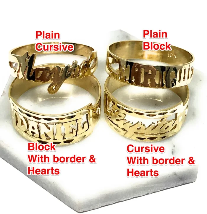14k Solid Gold Yellow CUSTOMIZED Name Ring
