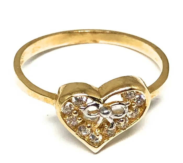 14k Solid Gold Yellow CZ Heart Ring