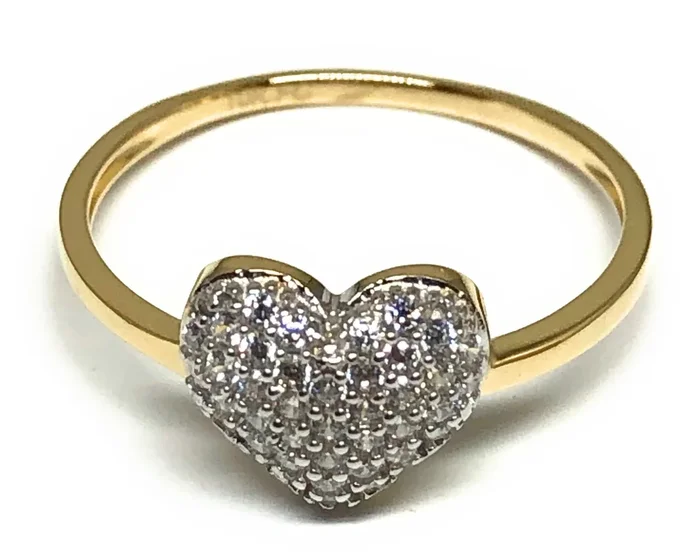 14k Solid Gold Yellow Gold Heart CZ Ring (FC 187)