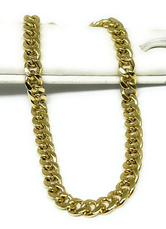 14k Solid Gold Yellow Miami Cuban Link Brracelet Box Lock 8 inch 5.5-6mm Width (SEMI-HOLLOW STYLE)