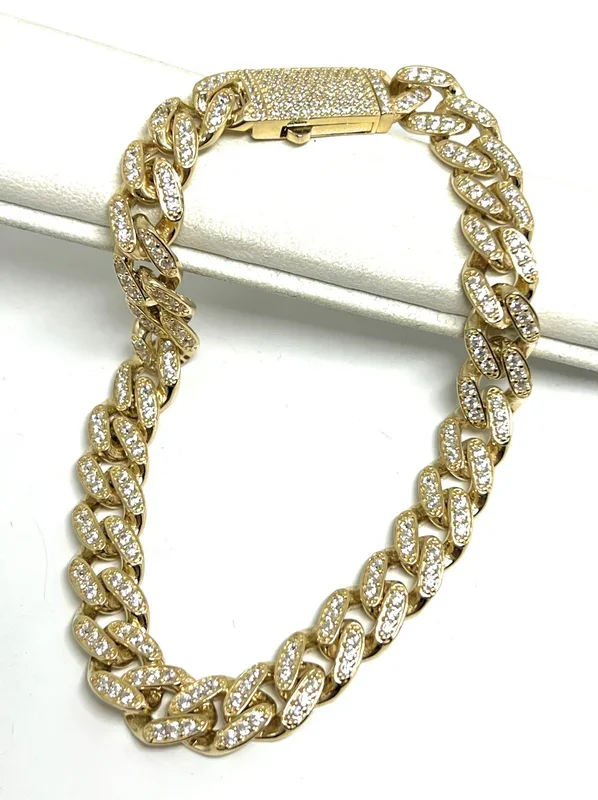 14k Solid Gold Yellow Miami Cuban Link CZ Brracelet 8-8.5 inch 8.5mm Width