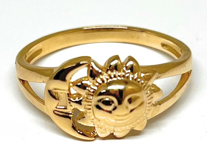 14k Solid Gold Yellow MOON & SUN Ring (FC 267)