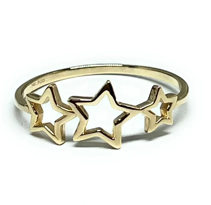 14k Solid Gold Yellow Stars Band Ring (FC 280)