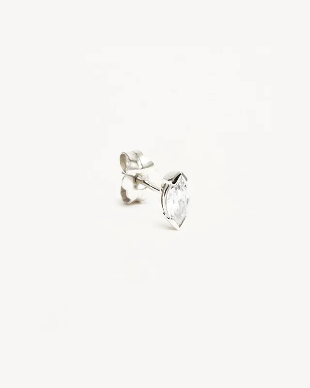 14k Solid White Gold Floating Petal Lab-Grown Diamond Stud Earring
