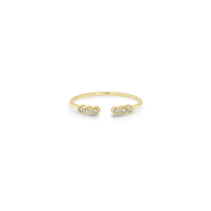 14k Tiny Diamond Bezel Open Ring