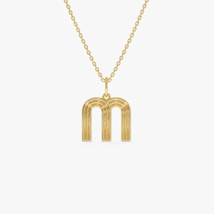 14K Triple Line Initial Necklace