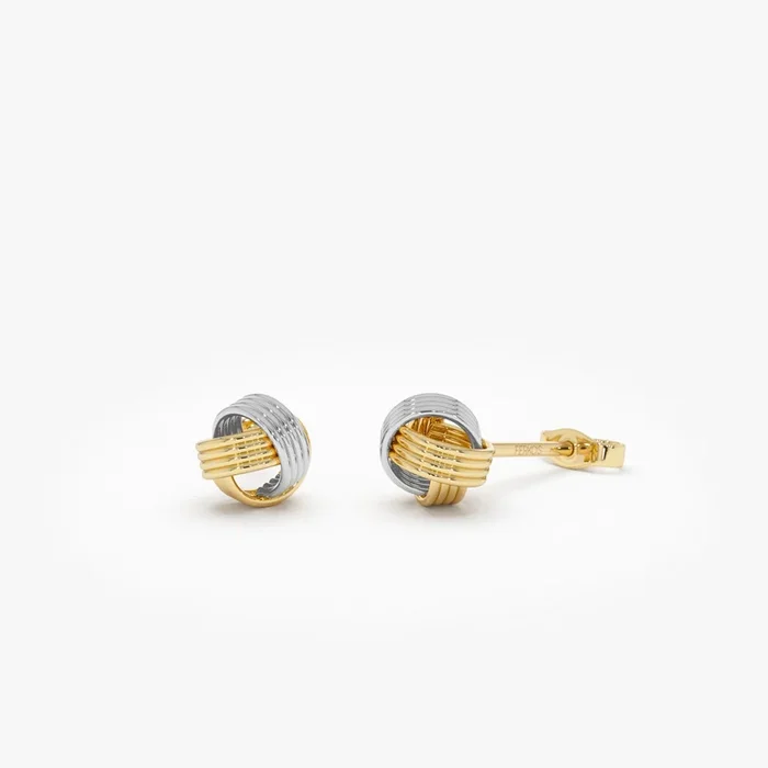14k Two-Tone Gold Knot Earrings