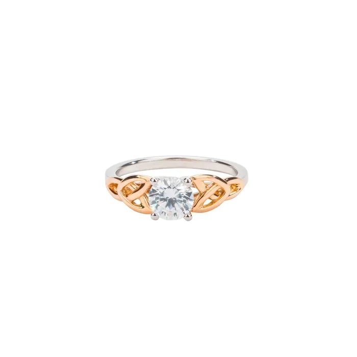 14k White and Rose Gold 1.2ct Moissanite Trinity Ring