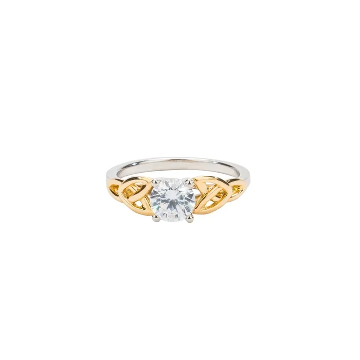 14k White and Yellow Gold 1.2ct Moissanite Trinity Ring