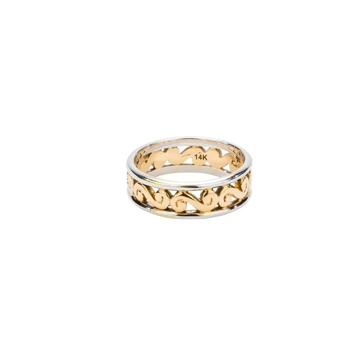 14k White and Yellow Gold Celtic Spiral Knot ‘Shiel’ Ring