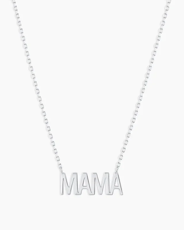 14k White Gold Mama Necklace