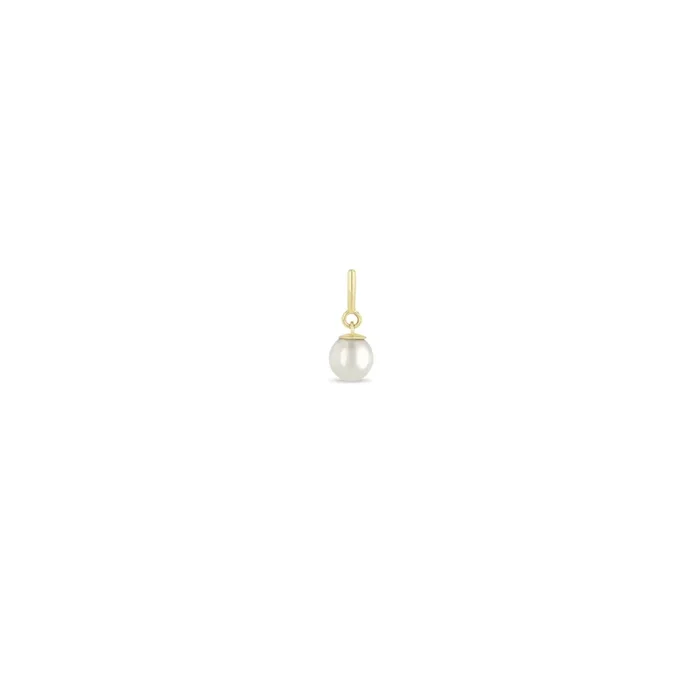 14k White Pearl Charm Pendant with Spring Ring