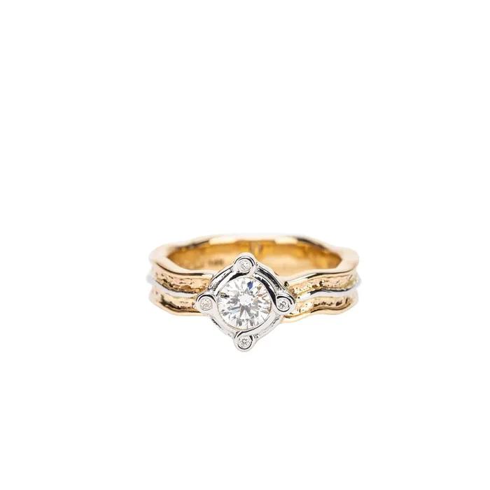 14k Yellow and White Gold Certified Lab Grown Diamond Rocks ‘n Rivers Ring