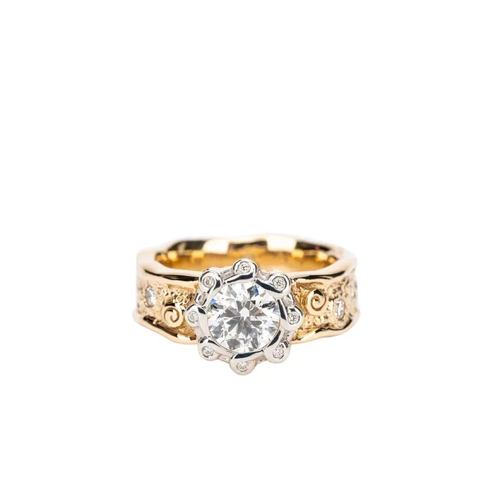 14k Yellow and White Gold Ring and Certified Lab Grown Diamond ‘Rocks ‘n Rivers’ Ring