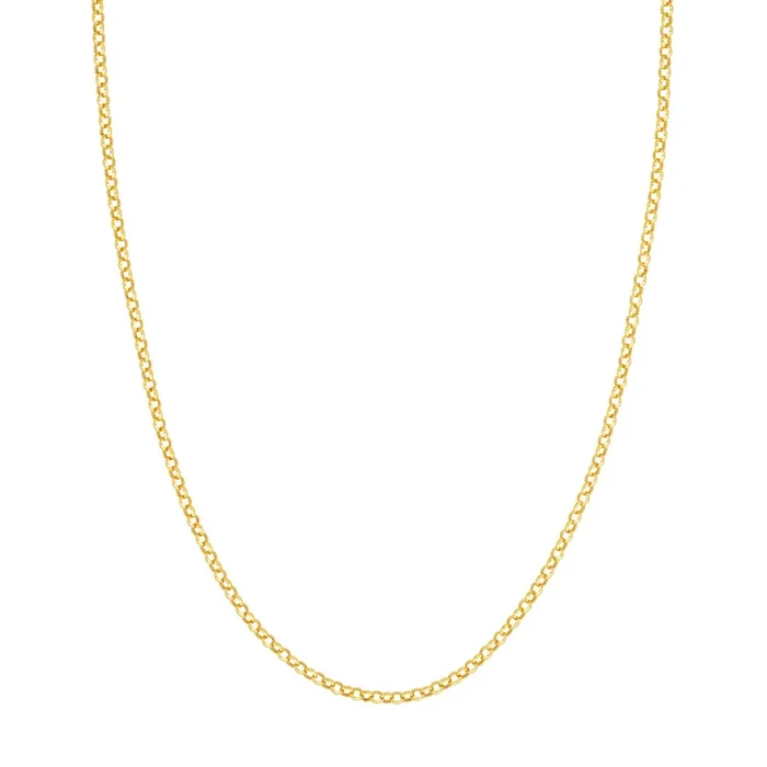 14K Yellow Gold 2.80mm Hollow Rolo Chain Necklace 18″