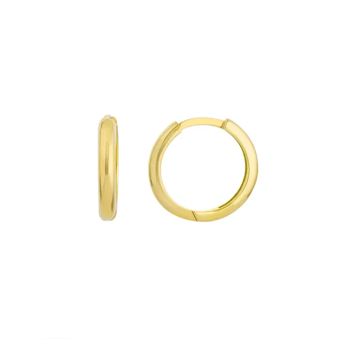 14K Yellow Gold 2x13mm Hoop Earrings